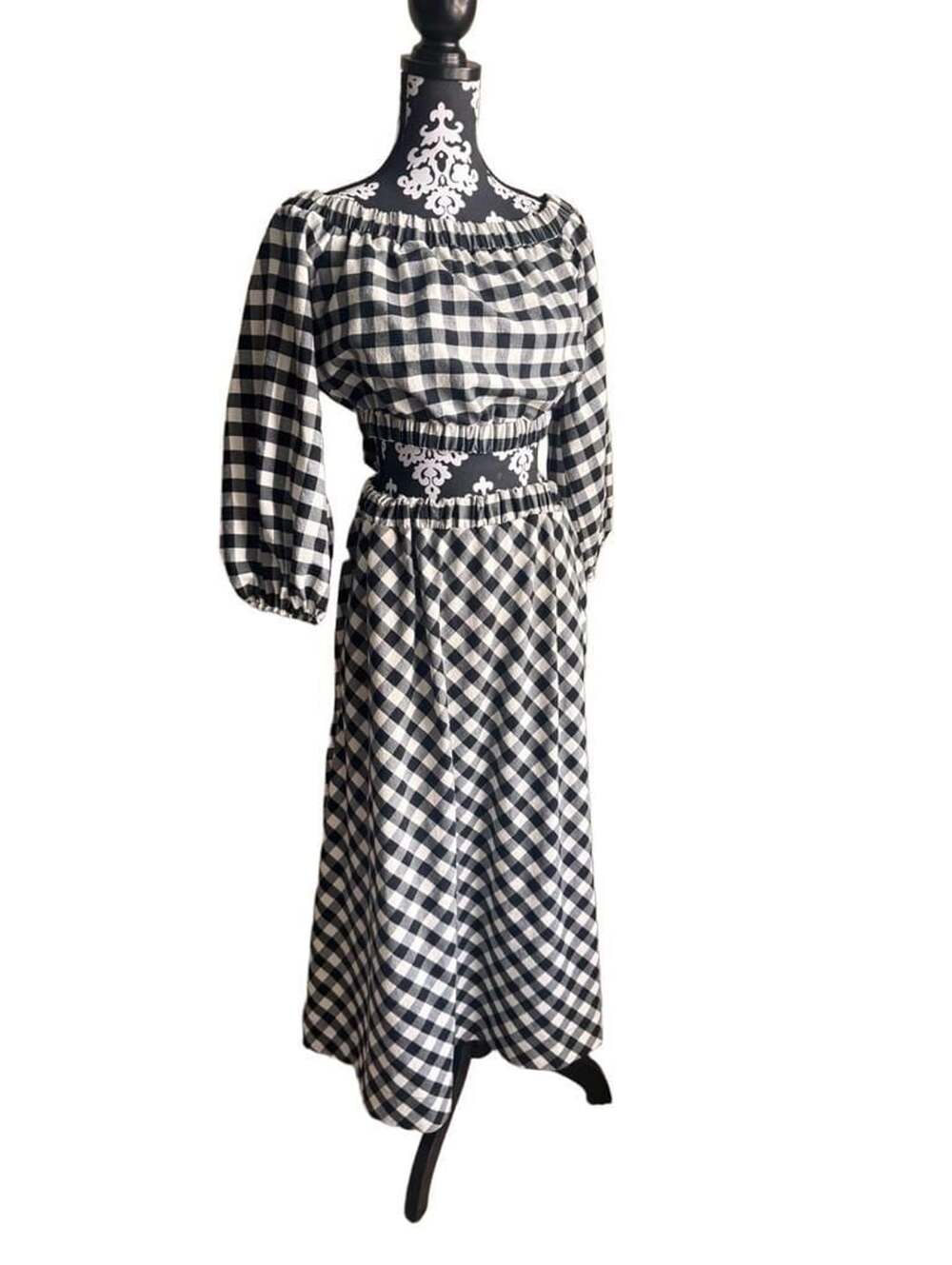 Anthropologie Maeve Black and White Gingham 2-Piece Skirt Set Size Small